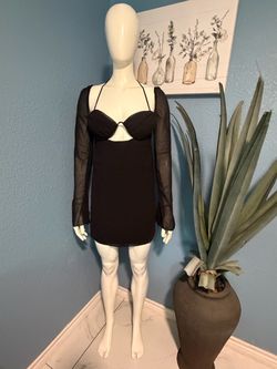LONG SLEEVE BUSTIER BLACK DRESS Large