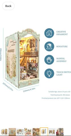 Book Nook Kit 3D Puzzle Wooden Bookends Dollhouse Decorative Bookend Stand Miniature Kit for Bookshelf