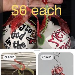 Ceramic Large Ornaments Glory Haus $6 each or both for $10 have Boxes 📦 perfect for a gift 🎁