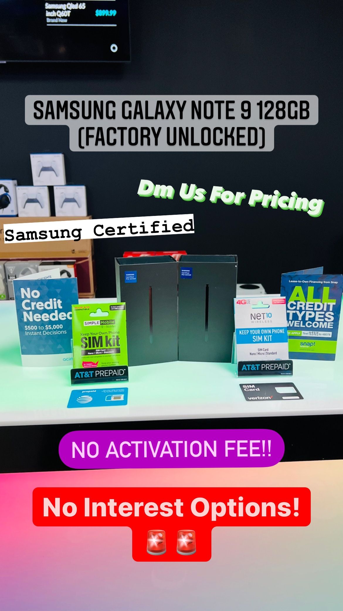 Samsung Galaxy Note 9 128gb Black Or Blue (Factory Unlocked) **SAMSUNG CERTIFIED**