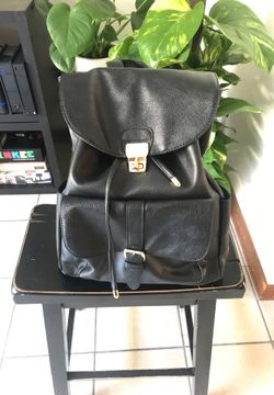 Black leather backpack