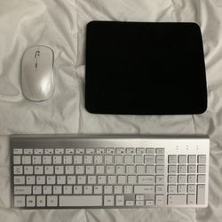Wireless Keyboard Mouse with an 8 By 9 Inch Mouse Pad, Compatible with iMac Mac PC Laptop Tablet Computer Windows
