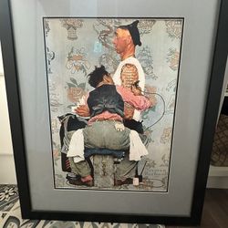 Norman Rockwell “Tattoo Artist” Framed Print