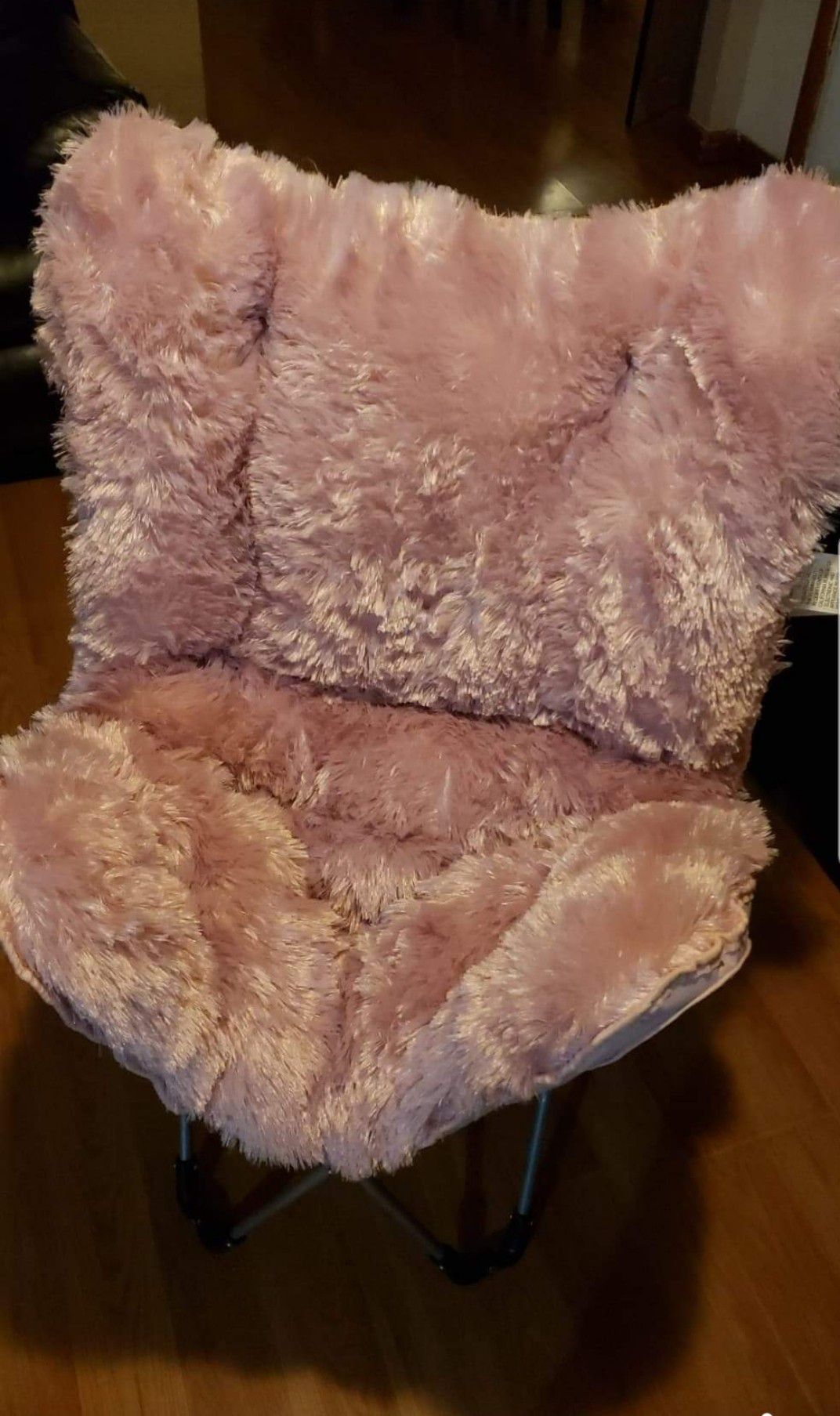 Pink Furry Folding Chair