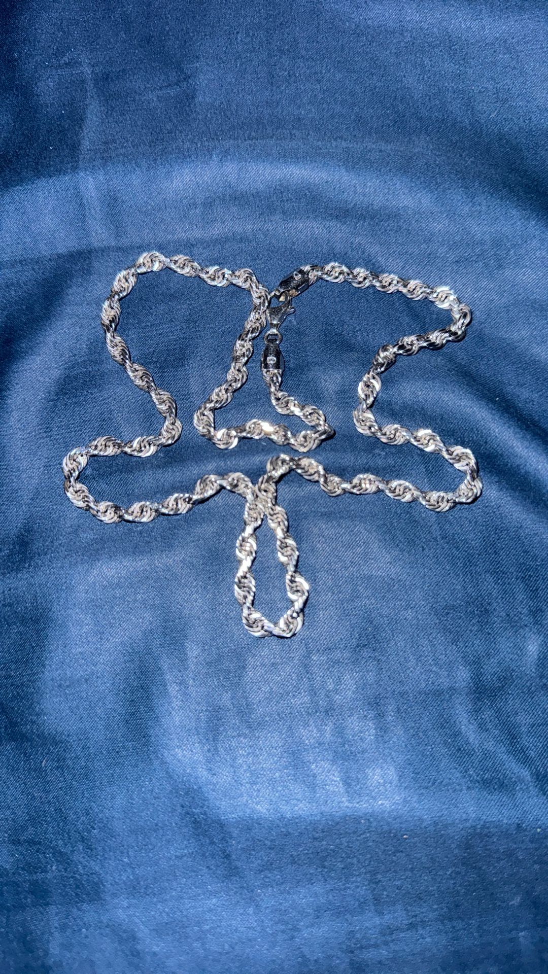 Solid 5mm 20” White Gold Rope Chain 