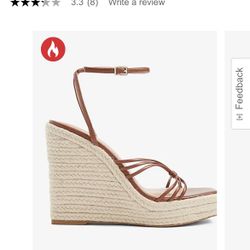 Strappy Wedge Square Toe Sandals High Heel Wedges 