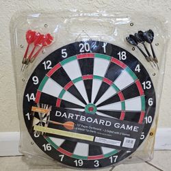 Gener8 Double-Sided 15" Paper Dartboard Game Set with 6 Metal Tip Darts, Ages 14+