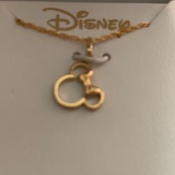 BRAND NEW DISNEY 14K GOLD MINNIE MOUSE PENDANT WITH 15 INCH CHAIN/ NECKLACE