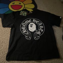Black chrome hearts x bape t shirt size M
