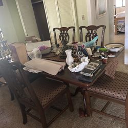 Large Formal Dining Table 6 Chairs Leaf