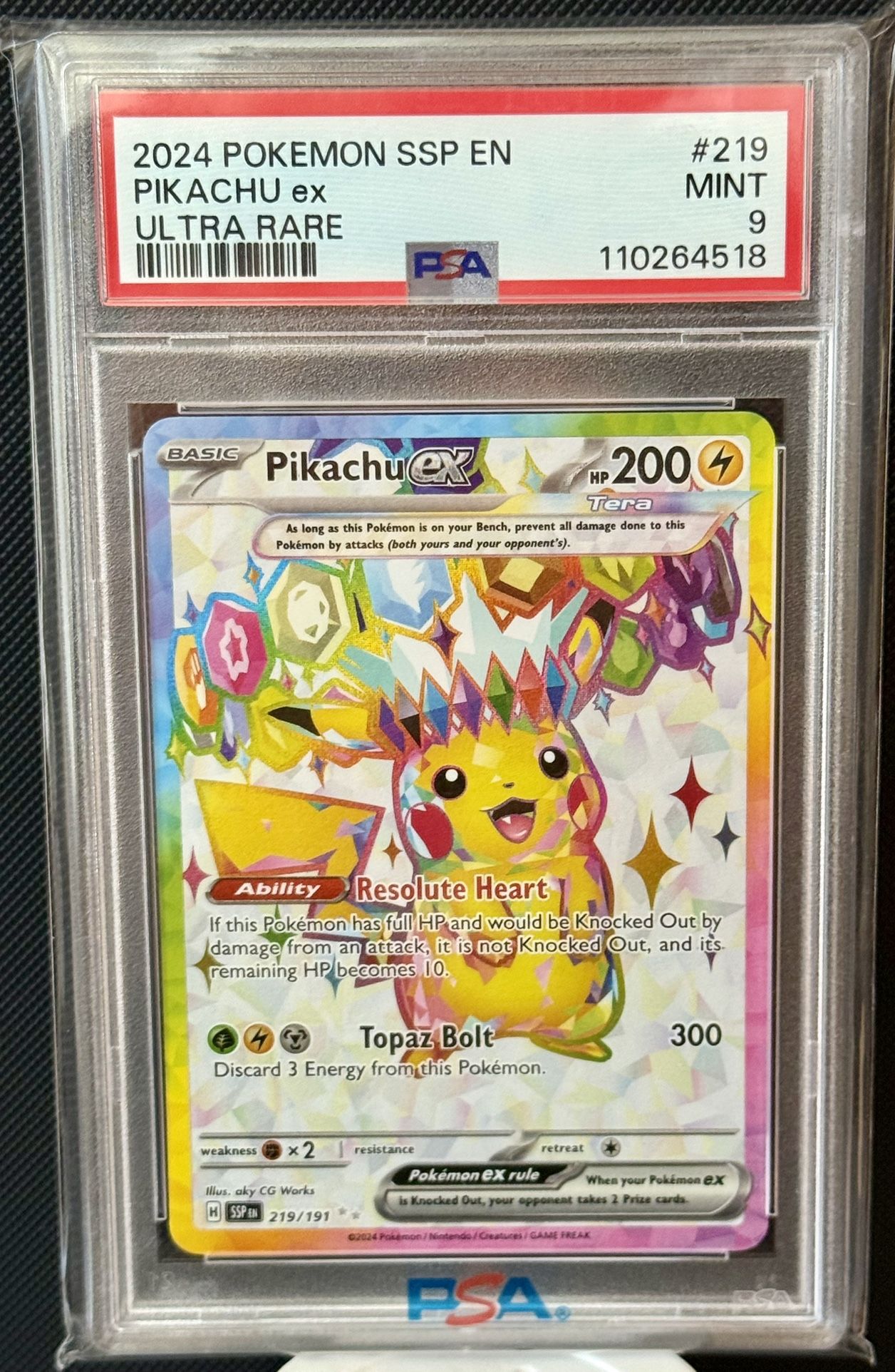 Pokemon Pikachu EX Surging Sparks Ultra Rare PSA 9