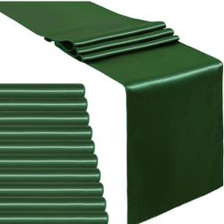 Pack of 12 Satin Table Runner Forest Green 12x108 inch Smooth Silky or Chair Sash Bow  New 