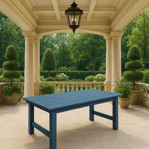 Dining Table for 6 HIPS All-Weather Rectangular Patio Table with Umbrella Hole Patio Furniture for Outside Backyard/Garden/Pool/Porch/Deck 400lbs Capa