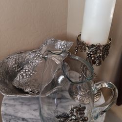 $50 Auther Court Serving Ware. All 4 Pieces $50. Beautiful Pitcher, Candle Holder 2 Serving Pieces 