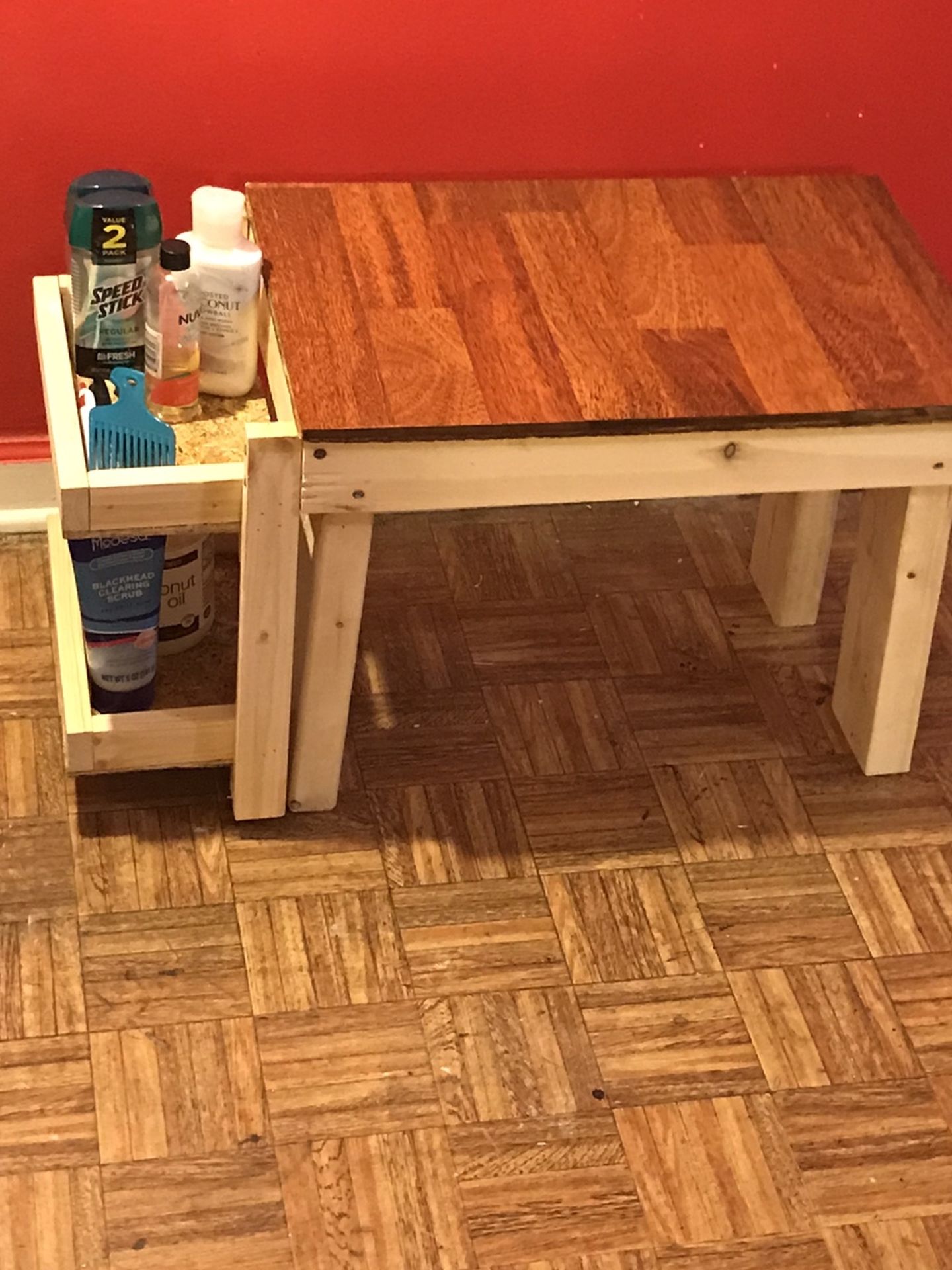 Bedroom Or Bathroom Stool With Attached 2 TierCaddy Storage