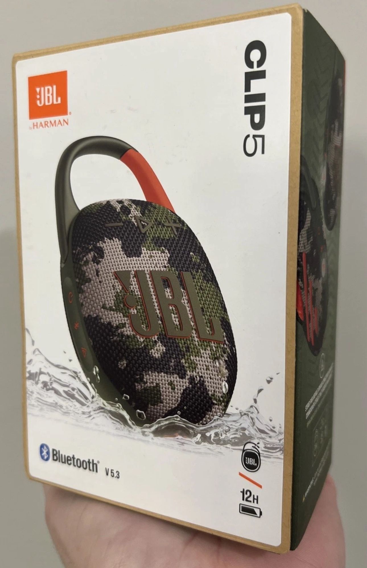 JBL Clip 5 Portable Bluetooth Speaker Camo Green - New