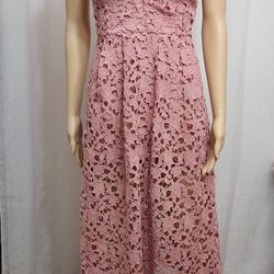 Lace Midi Blush Dress - Size Small 