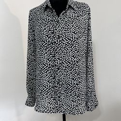 Apt. 9 Tops | Leopard Print Apt 9 Blouse, Size M| Color: Black/White 