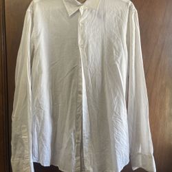 JOHN VARVATOS Men’s White Dress Shirt Lightweight - 100% Cotton - Size M 