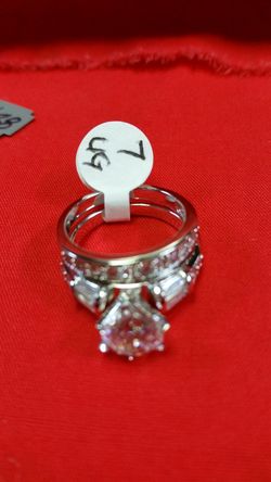 .925 sterling silver two-piece wedding Solitaire set with CZ diamonds