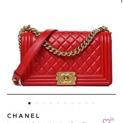 Red Leather Chanel Bag 