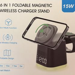 6 In 1 Foldable Magnetic Wireless Charger Stand 