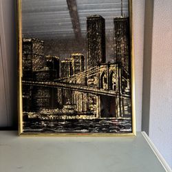 Vintage Mirror Depicting The N Y C Skyline 