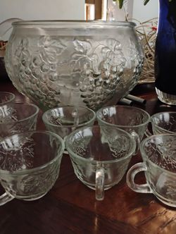 Antique Punch Bowl And Cups