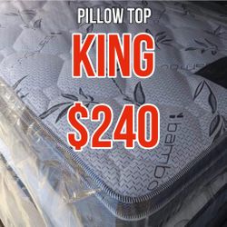 New King Pillow Top Mattress $240 