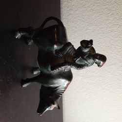 EXQUISITE Antique Circa 1920 Chinese 7" CHILD RIDING ON BULL Bronze Sculpture.
