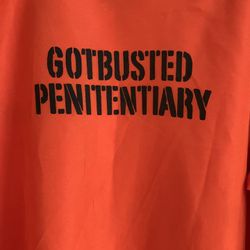 Adult Jail Prison Got Busted Penitentiary Zip Up Jumpsuit Costume Halloween One Size - See Description 