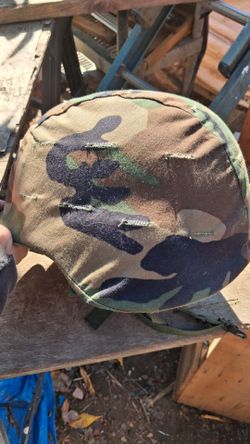 Military PASGT Helmet with Woodland Camo Cover