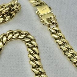 Miami Cuban Link Chain Stainless Steel 14 Karat Gold Plated 
