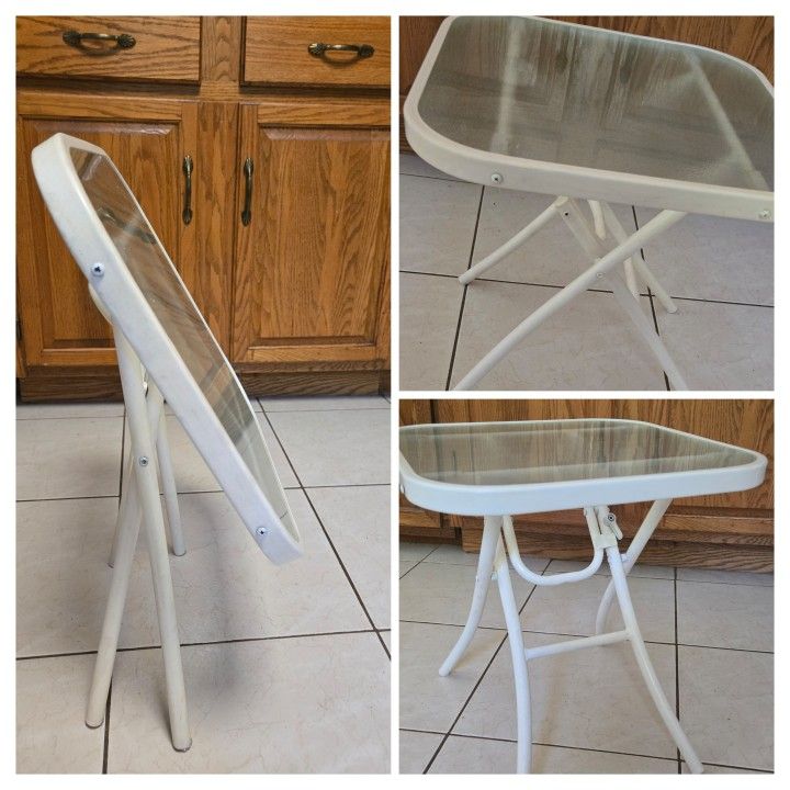 $17 🍝Folding 18" tall/wide refinished side table. Outdoors/indoors. Holmdel nj