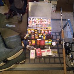 Fishing Bundle. Tons Of Power Bait Salmon Eggs Hip Waders 