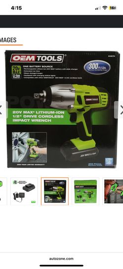 Oem Tools 20V MAX* LITHIUM-ION 1/2" DRIVE CORDLESS IMPACT WRENCH