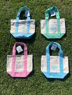 NWT Trader Joe's Mini Canvas Tote Bag Set - Pink, Lavender, Mint, Blue (Complete Set of 4)