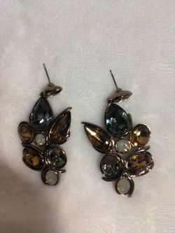 Givenchy Crystal Blue And Brown Teardrop Earrings