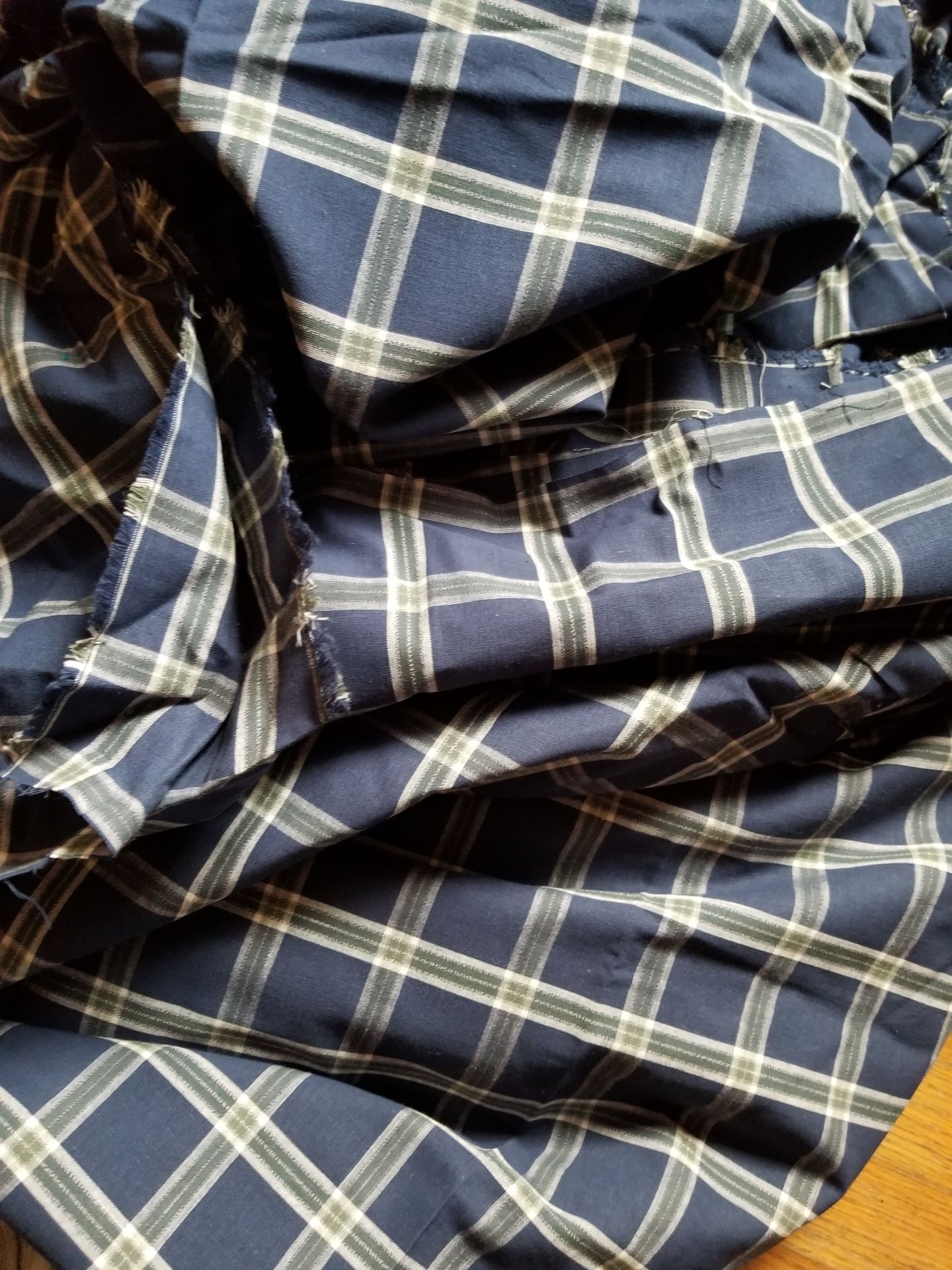 Navy Blue & Gray Tan Poly/cotton Fabric 5 Yards By 60 Inches 