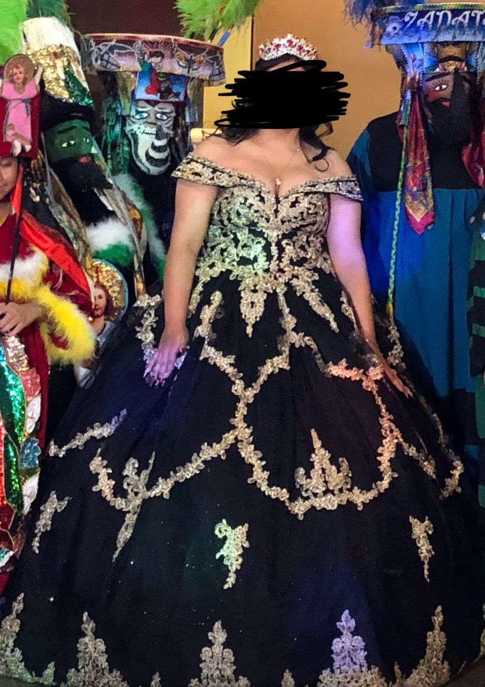 Black and Gold quinceañera dress