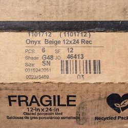 Porcelain Floor Tiles 12x24 - Onyx Beige (3 Boxes, New)