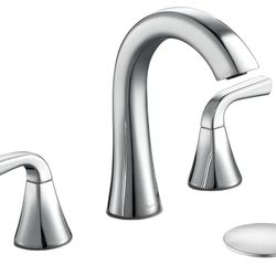 Bathroom Faucet for Sink 3 Hole, Chrome 8 Inch Widespread Bathroom Sink Faucets with Pop-up Drain and Supply Lines, Lavatory Vanity Faucets, TAF826-CP