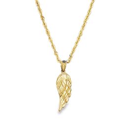 10K Wing Pendant with Rope chain 20"