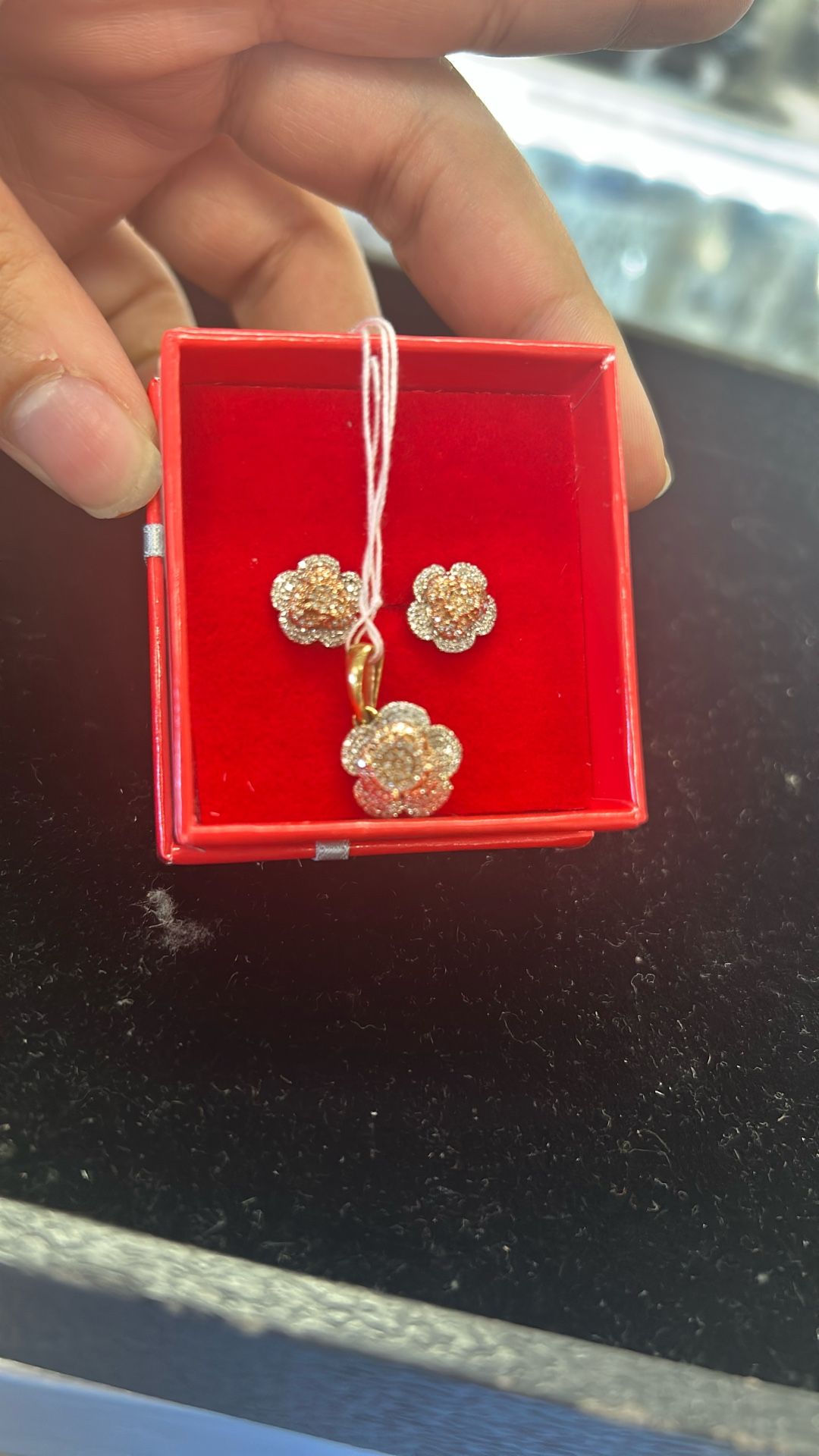 Flower Pendant & Earrings Set