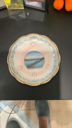 Antique “Souvenir of Bay City, Oregon” Porcelain Scenic Bowl with Gold Trim