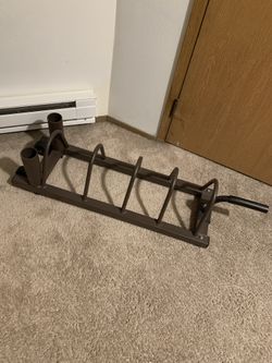 Olympic Bumper Plates Rack with 2 Barbell Holders 