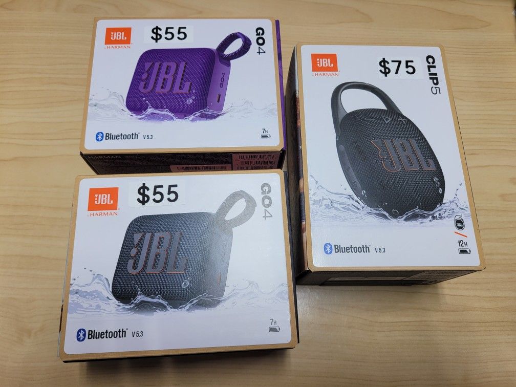 Speaker JBL. Go4 In $55 & Clip5 In $75