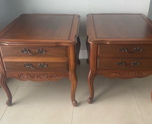 Vintage Wood Nightstands / Side Tables - Pair