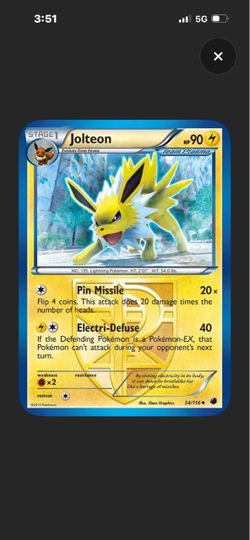 Jolteon Pokémon Card Team Plasma 34/116