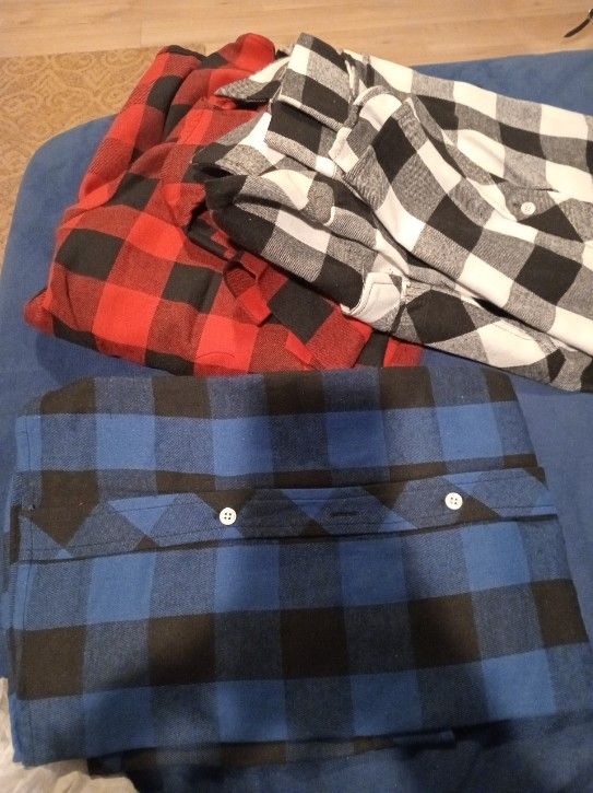 3 Pcs Men's Plaid Long Sleeve Casual Shirt,Size M